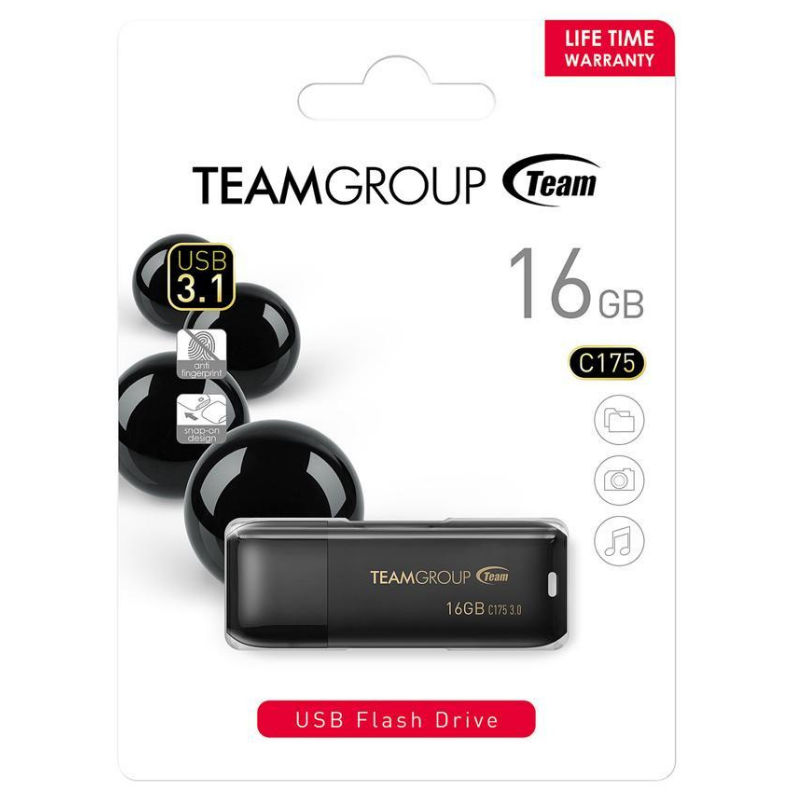 Clé USB 3.2 Team Group C175 16 Go - Noir